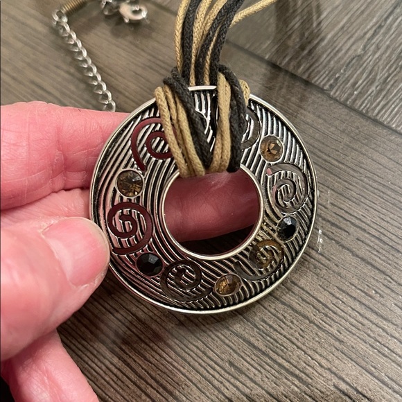 Lia Sophia “Tempo” Circle Pendant Corded Necklace - Retired - Picture 14 of 16